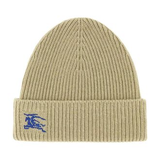 Burberry Beanies, female, Green, Size: ONE SIZE Ribbed Cashmere Beanie