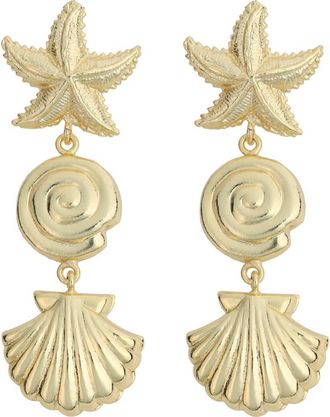 Panacea Seashell Linear Drop Earrings in Gold at Nordstrom