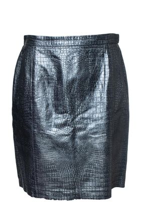 Escada croc embossed metallic leather skirt