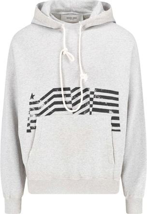 Golden Goose Gray Flag Vintage Cotton Hooded Sweatshirt