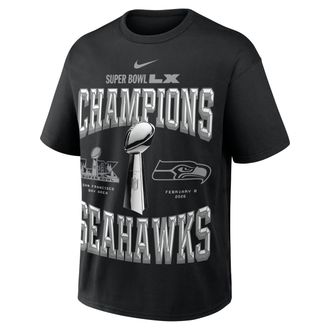 Nike Seattle Seahawks Super Bowl LX Champions Trophy Collection 2-Hit Nike Mens NFL T-Shirt in Black | 04T600A78Z-K75