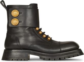 Balmain Ranger Army Enkellaarzen - Dames - Veterlaarzen - Zwart - 37 EU - Leer - Schoenen