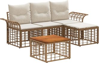 vidaXL Conjunto De Sof&aacute;s De Exterior 5 Uds. 4 Plaza Natural Y Crema Vidaxl