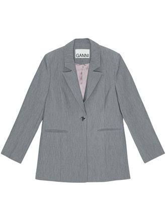 Ganni mélange twill blazer - women - Viscose/Recycled Polyester/Elastane - 40 - Grey