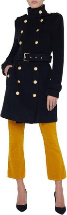 L'agence Nalini Long Wool-Blend Military Coat