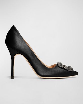 Manolo Blahnik Hangisi 105mm Satin High-Heel Pumps