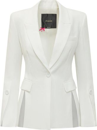 Pinko White Solid Shawl Lapel Blazer