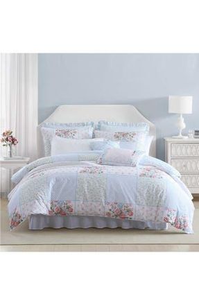 Laura Ashley Hope Patchwork 7-Piece Cotton Comforter Set in Pink/Green/Blue at Nordstrom Rack, Size Full/queen