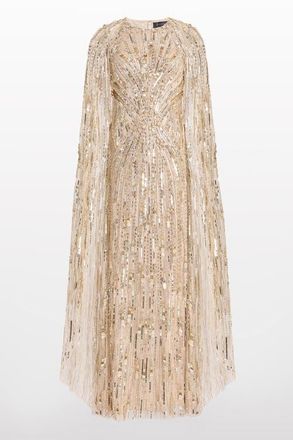 Jenny Packham Elio Sequin-Embellished Maxi Dress in Illusion at Nordstrom, Size 16 Uk
