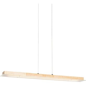 QAZQA Rustic Pendant Light Wood Incl. LED with Touch Dimmer - Platina