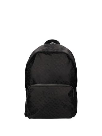 BOSS zip patterned backpack - men - Polyester - One Size - Black