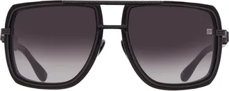 Balmain SOLDIER Grey Gradient Navigator Unisex Sunglasses BPS-160B BLK-BLK 59