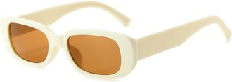 Generic Square Small Frame Men Sunglasses Outdoor Commuter Women Vacation Sun Glasses(Beige)