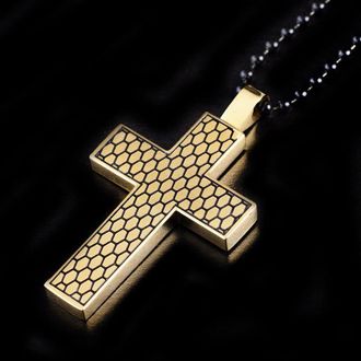 Crucible Jewelry Crucible Gold Plated Geometric Stainless Steel Cross Pendant