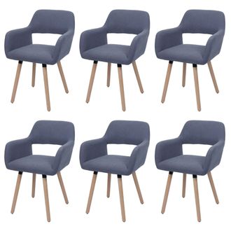 Hhg Hhg - Juego De 6 Silla De Comedor 878 Ii, Silla Silla De Cocina Silla Tapizada, Madera Tejido/cord&oacute;n Textil (400g/m&sup2;) Mvg, Gris Oscuro