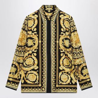 Versace Black and gold printed silk twill shirt