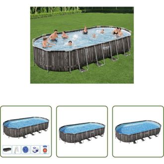 Bestway vidaXL Piscina in metallo - Bestway Set Piscina Ovale 7,32x3,66x1,22 m