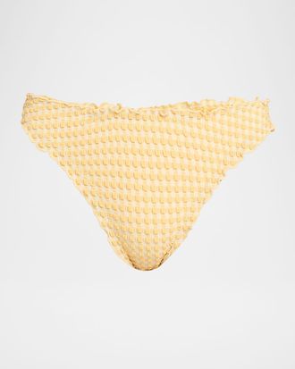 SIMKHAI Maelie Textured Gingham Bikini Bottoms
