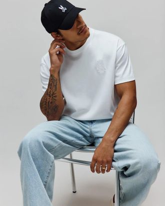 Psycho Bunny Mens Oscar Oversized Tee 100 WHITE / XL