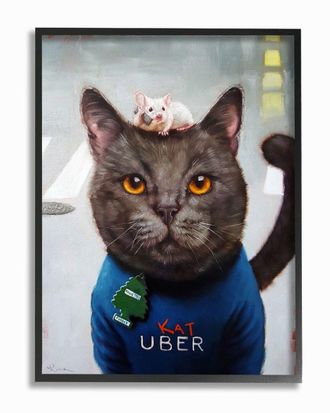 Stupell Industries Cat Taxi Modern Day Animal Humor Ride Share Wall Art