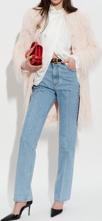 Balmain Coat With Fringes, Womens, Pink