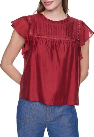 DKNY Dkny Pleated Studded Top