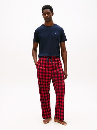 Tommy Hilfiger Mens Top and Pant Print Sleep Set - Red - XL