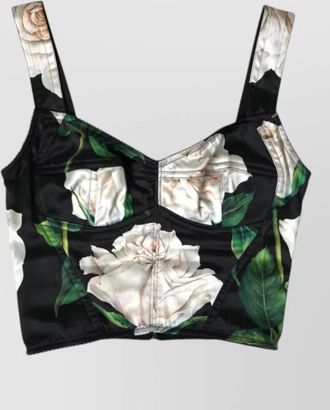 Dolce & Gabbana silk floral-print bustier crop top