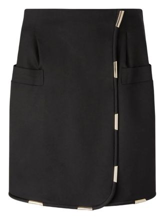 Genny contrasting-trim miniskirt - women - Elastane/Virgin Wool/Viscose - 36 - Black