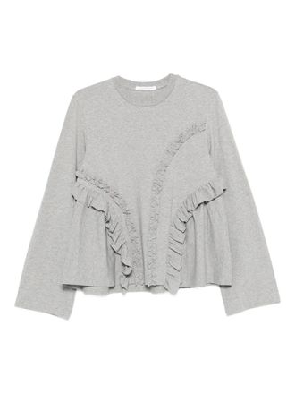Cecilie Bahnsen ruffled top - women - Cotton/Elastane - S - Grey