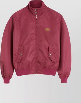 Valentino Garavani ribbed trim jacket featuring vlogo patch