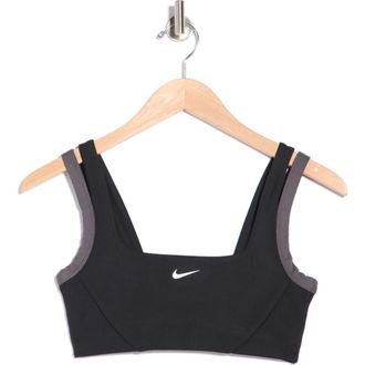 Nike Square Neck Low Impact Sports Bra in Black/Thunder Grey/White at Nordstrom Rack, Size X-Small