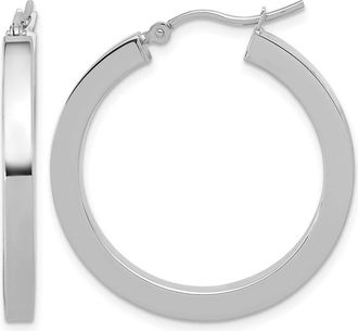 Diamond2Deal 14k Gold 3mm Square Shape Tube Hoop Earrings