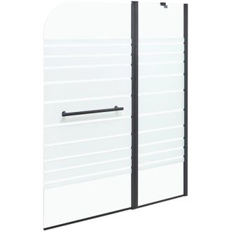Beliani Mampara De Ba&ntilde;o Minimalista Con Puerta De Vidrio Templado Negro 140 X 100 Cm Tuapi