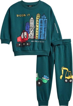 Next Kids Construction Graphic Sweatshirt & Joggers Set in Green Multi at Nordstrom, Size 1.5-2Y