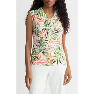 Kasper Cowl Neck Cap Sleeve Top in Vanilla Ice Multi at Nordstrom, Size X-Small