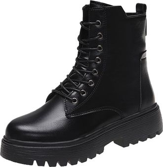 Generic Womens Ankle Boots Lace Up Casual Fashion Booties Non Slip Comfortable Lightweight Zipper Waterproof Pull on Shoes Lace up Womens Fall Winter Boots (B