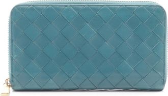 Bottega Veneta Green Leather Long Wallet (Bi-Fold) (Pre-Owned)