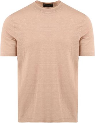 FILIPPO DE LAURENTIIS T-shirt met korte mouwen en ronde hals - Heren - T-shirts - Roze - XL - Linnen - Tops
