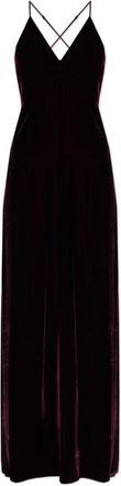 Forte_Forte Fluwelen jurk met bandjes - Dames - Maxi kleedjes - Rood - XS - Kleedjes