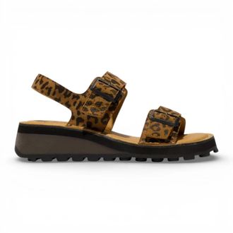 FLY London Leather Wedge Buckle Sandals Adjustable Fit Comfort Wedge Shoes