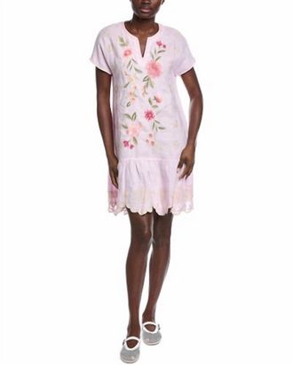 Johnny Was Relaxed Linen Flounce Dress Della In Light Lilac
