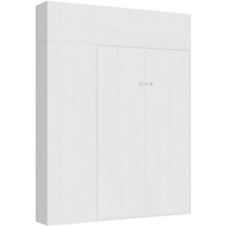 Itamoby Letto una piazza e mezza a scomparsa 120 verticale con colonna e pensili - kentaro - Colore: Bianco Frassino