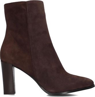 Notre-V Bruine Su&egrave;de Enkellaarsjes - Dames - Laarzen met Hak - Bruin - 39 EU - Su&egrave;de - Schoenen