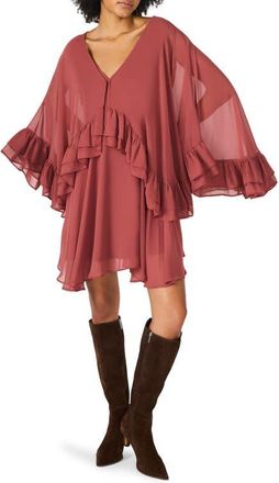 Steve Madden Rowan Chiffon Dress with Ruffle Capelet in Baked Apple at Nordstrom, Size X-Small
