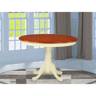 East West Furniture Hartland Table 42 diameter Round Table -Buttermilk and Cherry Finish