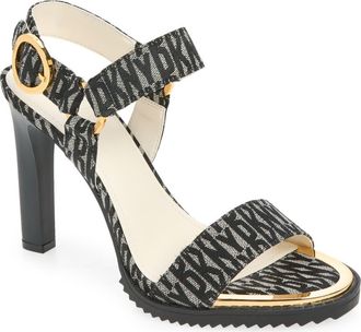 DKNY Blaire Ankle Strap Sandal in Black/Eggnog at Nordstrom Rack, Size 9.5