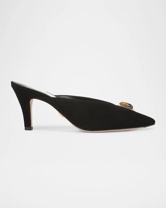 Veronica Beard Rochelle 75MM Suede Mules