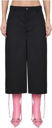 Balenciaga Virgin Wool Loose Shorts - Dames - Korte Broeken - Zwart - XS - Wol - Korte Broeken