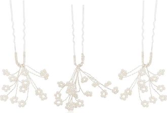 Brides & Hairpins Gracie Set of 3 Imitation Pearl Hair Pins in Silver at Nordstrom